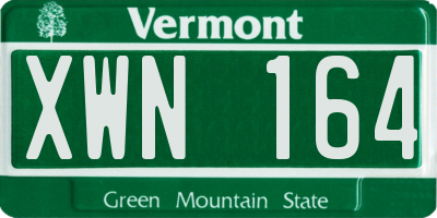 VT license plate XWN164
