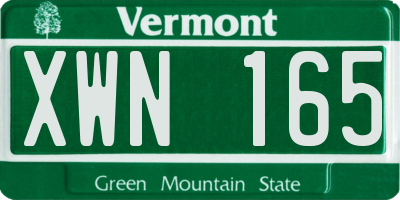 VT license plate XWN165