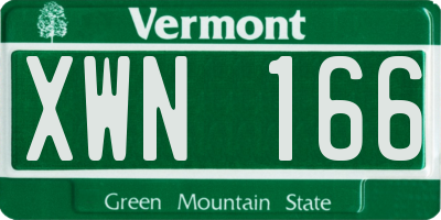 VT license plate XWN166