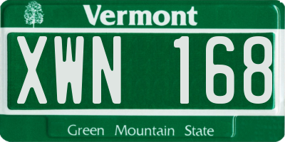 VT license plate XWN168