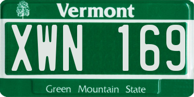 VT license plate XWN169