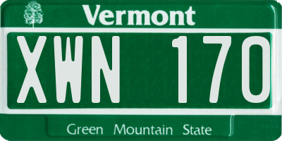 VT license plate XWN170