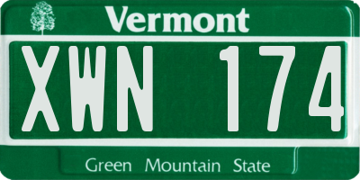 VT license plate XWN174