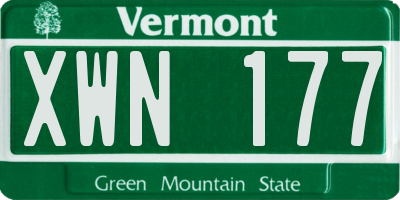VT license plate XWN177