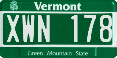 VT license plate XWN178