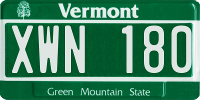 VT license plate XWN180