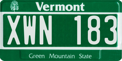 VT license plate XWN183