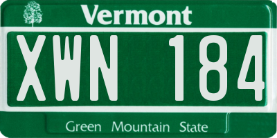 VT license plate XWN184