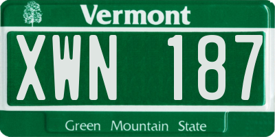 VT license plate XWN187
