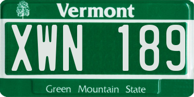 VT license plate XWN189