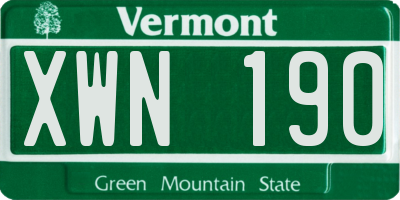 VT license plate XWN190