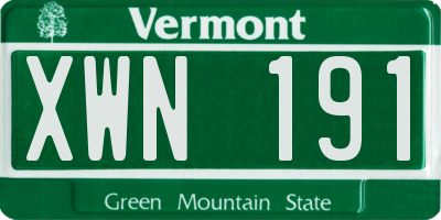 VT license plate XWN191