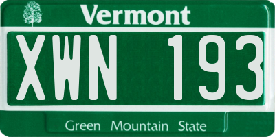 VT license plate XWN193