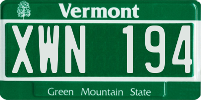 VT license plate XWN194
