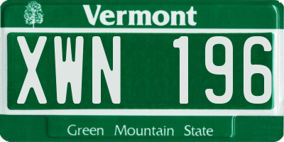 VT license plate XWN196