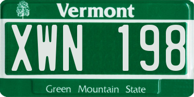 VT license plate XWN198