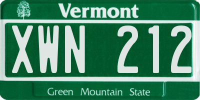 VT license plate XWN212