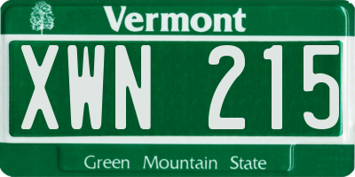 VT license plate XWN215