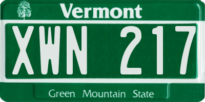 VT license plate XWN217