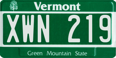 VT license plate XWN219