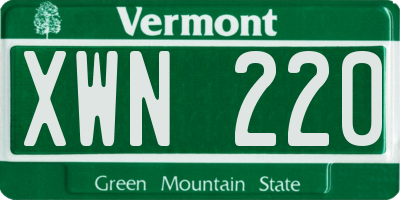 VT license plate XWN220