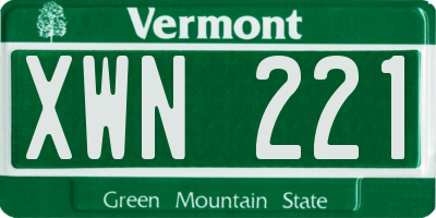 VT license plate XWN221