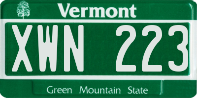 VT license plate XWN223