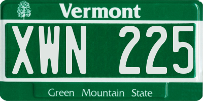 VT license plate XWN225