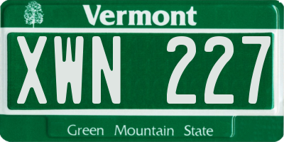 VT license plate XWN227