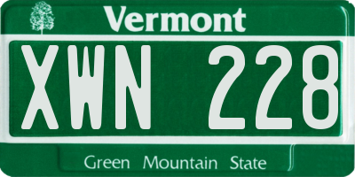 VT license plate XWN228