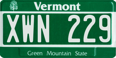 VT license plate XWN229