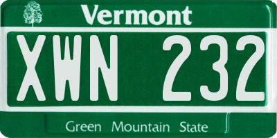 VT license plate XWN232