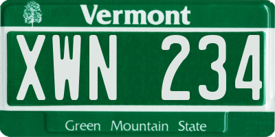VT license plate XWN234