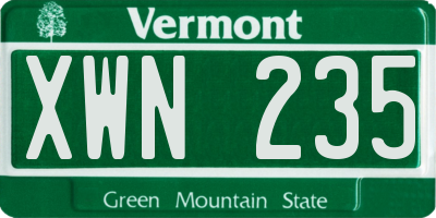 VT license plate XWN235