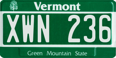 VT license plate XWN236