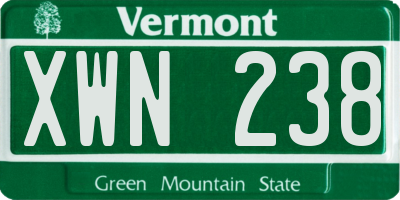 VT license plate XWN238