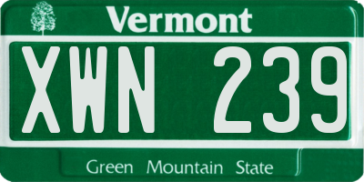 VT license plate XWN239