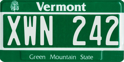 VT license plate XWN242