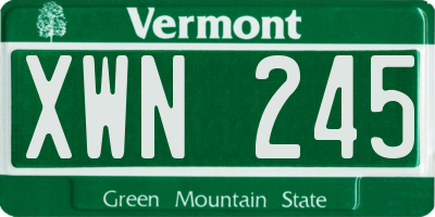 VT license plate XWN245
