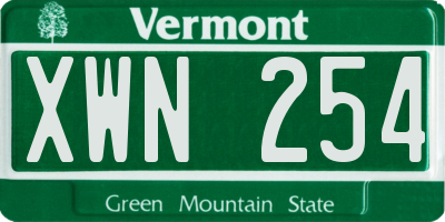 VT license plate XWN254