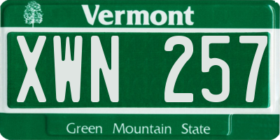 VT license plate XWN257