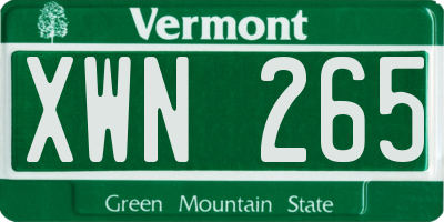 VT license plate XWN265