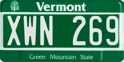 VT license plate XWN269