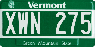 VT license plate XWN275