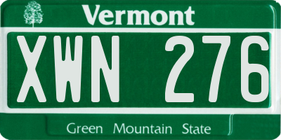 VT license plate XWN276