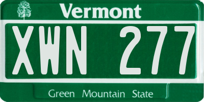 VT license plate XWN277