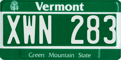 VT license plate XWN283