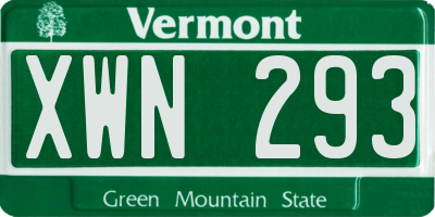 VT license plate XWN293