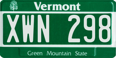 VT license plate XWN298