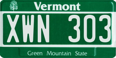 VT license plate XWN303
